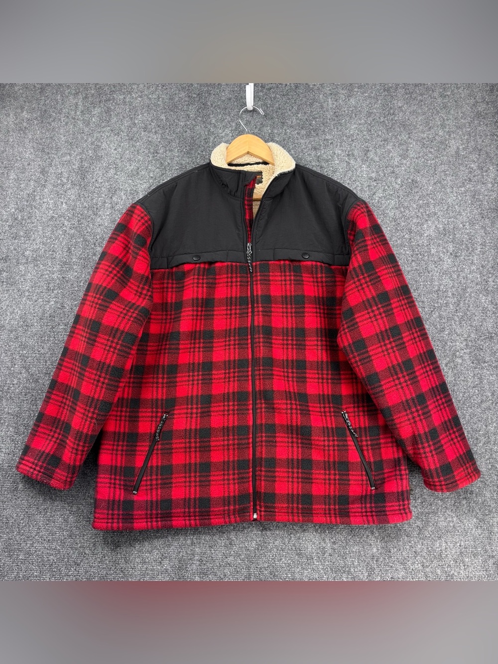 Northwest Territory Red Buffalo Plaid Fleece Sherpa Lined Full Zip Jacket Mens L